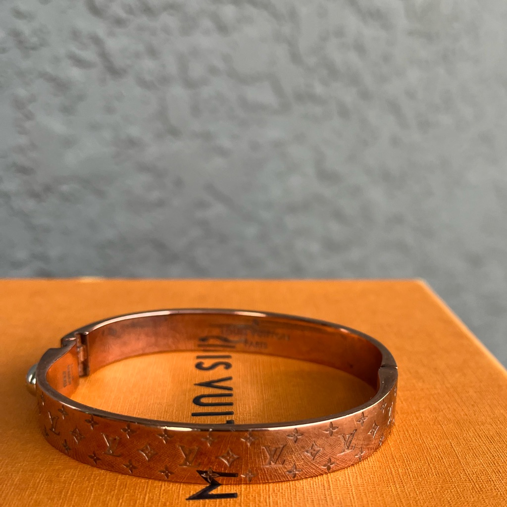 Louis Vuitton Nanogram Cuff L Metal Bangle Pink Gold